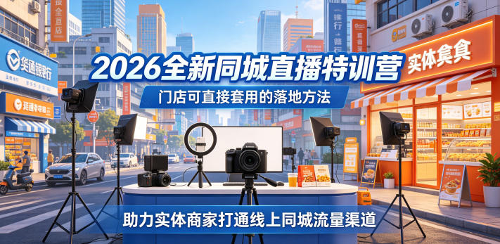 2026全新同城直播特训营，门店可直接套用的落地方法，助力实体商家打通线上同城流量渠道-小灰云创