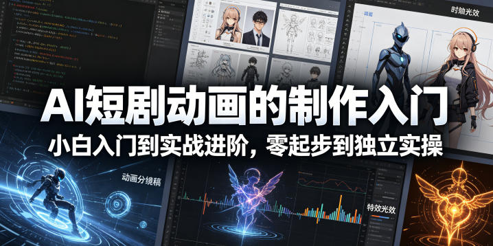 AI短剧动画的制作入门,小白入门到实战进阶,零起步到独立实操 AI短剧动画的制作入门,小白入门到实战进阶,零起步到独立实操