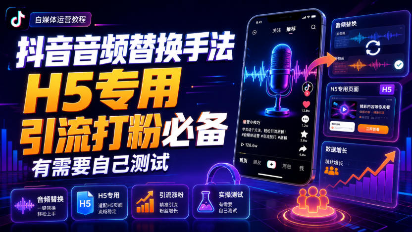 抖音音频替换手法H5专用,引流打粉必备,有需要自己测试-小灰云创