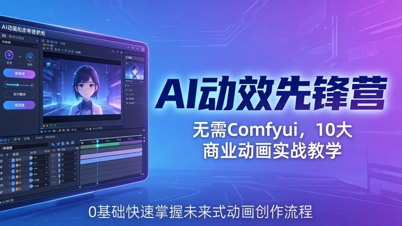 AI 动效先锋营：无需Comfyui，10大商业动画实战教学，0基础快速掌握未来式动画创作流程-小灰云创