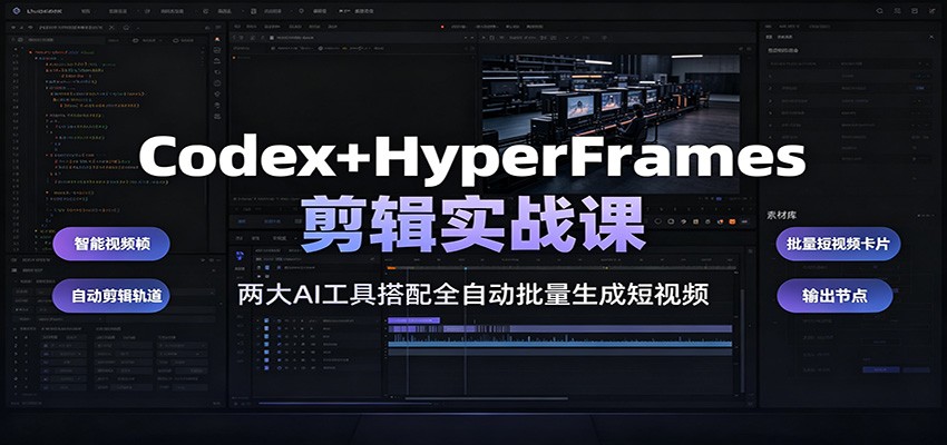 Codex+HyperFrames剪辑实战课:两大AI工具搭配全自动批量生成短视频-小灰云创