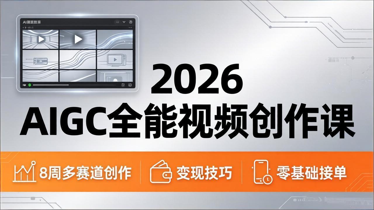 2026AIGC全能视频创作课，8周吃透多赛道创作+变现，零基础也能高效出片接单-小灰云创
