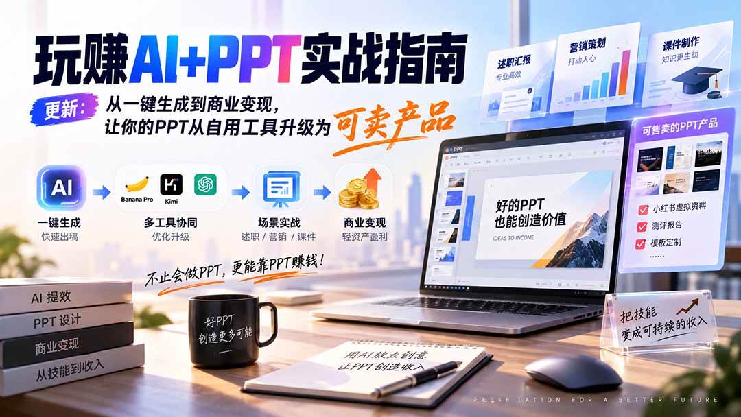 (20247期)玩赚AI+PPT实战指南-更新5月13:从一键生成到商业变现,让你的PPT从自用工具升级为可卖产品-小灰云创