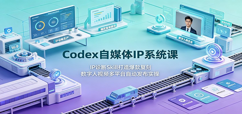 Codex自媒体IP系统课:IP诊断Skill打造爆款复刻,数字人视频多平台自动发布实操-小灰云创