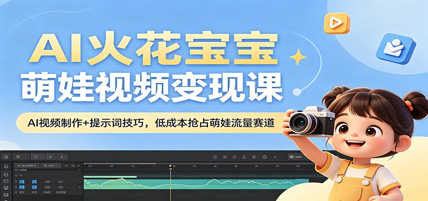 AI火花宝宝萌娃视频变现课：AI视频制作+提示词技巧，低成本抢占萌娃流量赛道-小灰云创