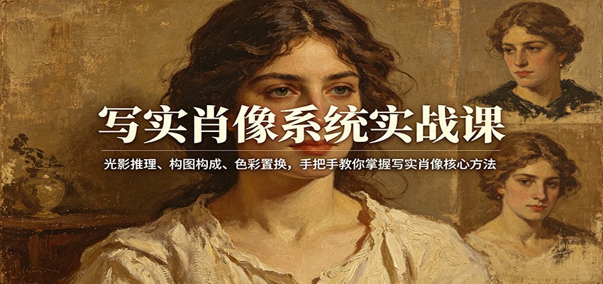 写实肖像系统实战课：光影推理、构图构成、色彩置换，手把手教你掌握写实肖像核心方法 - 小灰云创-小灰云创