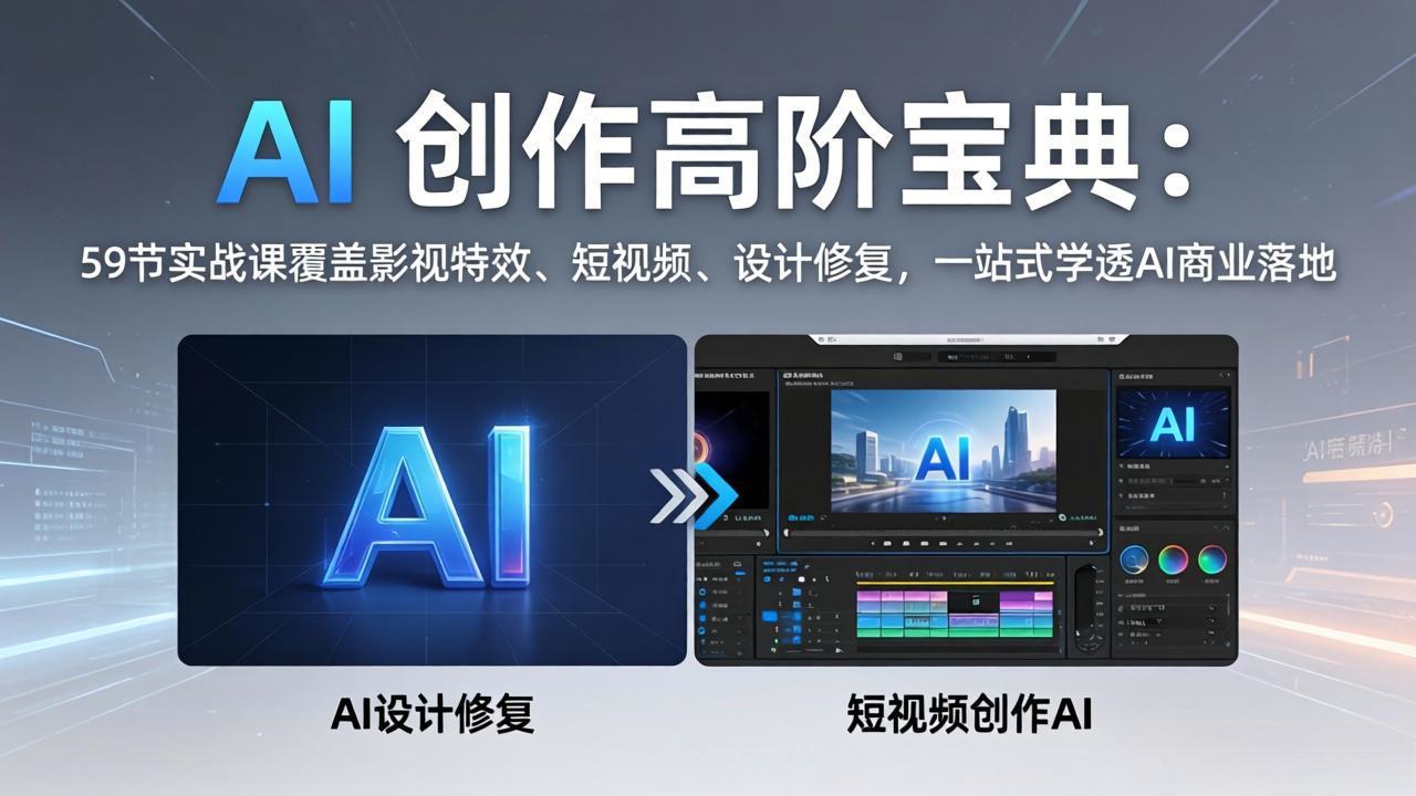AI 创作高阶宝典:59节实战课覆盖影视特效、短视频、设计修复,一站式学透AI商业落地-小灰云创