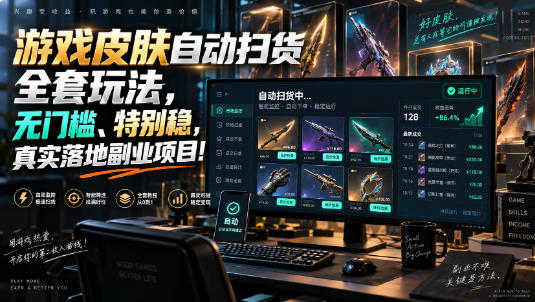 游戏皮肤自动扫货全套玩法,无门槛、特别稳,真实落地副业项目!【揭秘】-小灰云创
