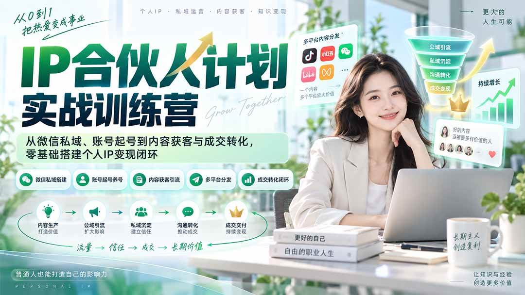(20321期)IP合伙人计划实战训练营-更新:从微信私域、账号起号到内容获客与成交转化,零基础搭建个人IP变现闭环 (20321期)IP合伙人计划实战训练营-更新:从微信私域、账号起号到内容获客与成交转化,零基础搭建个人IP变现闭环