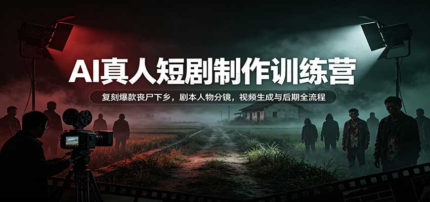 AI真人短剧制作训练营:复刻爆款丧尸下乡,剧本人物分镜,视频生成与后期全流程-小灰云创