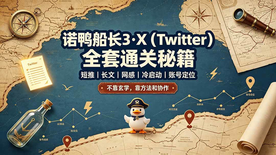 (19215期)诺鸭船长3·X(Twitter)全套通关秘籍,短推、长文、网感、冷启动、账号定位,不靠玄学,靠方法和协作-小灰云创