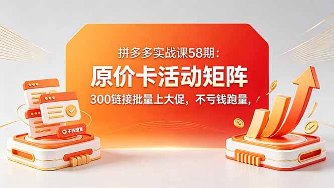 (18395期)拼多多实战课58期:原价卡活动矩阵,300链接批量上大促,不亏钱跑量-小灰云创