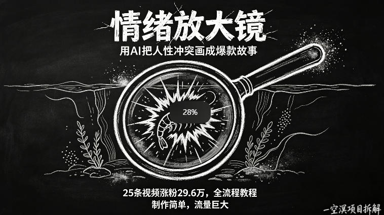 AI制作“情绪放大镜“视频，25条视频涨粉29.6W粉，流量巨大，制作简单，全流程教程-小灰云创
