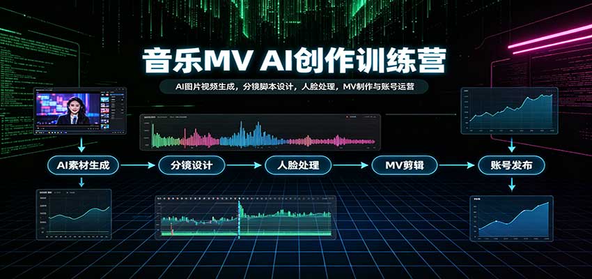 音乐MV AI创作训练营：AI图片视频生成，分镜脚本设计，人脸处理，MV制作与账号运营-小灰云创