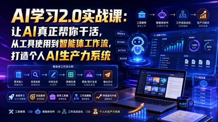 AI学习2.0实战课：让AI真正帮你干活，从工具使用到智能体工作流，打造个人AI生产力系统-小灰云创