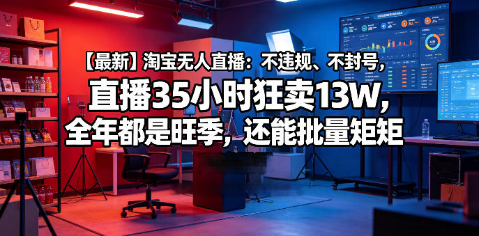 【最新】淘宝无人直播：不违规、不封号，直播35小时狂卖13W，全年都是旺季，还能批量矩阵操作【揭秘】-小灰云创