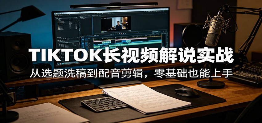 TIKTOK长视频解说实战：从选题洗稿到配音剪辑，零基础也能上手-小灰云创