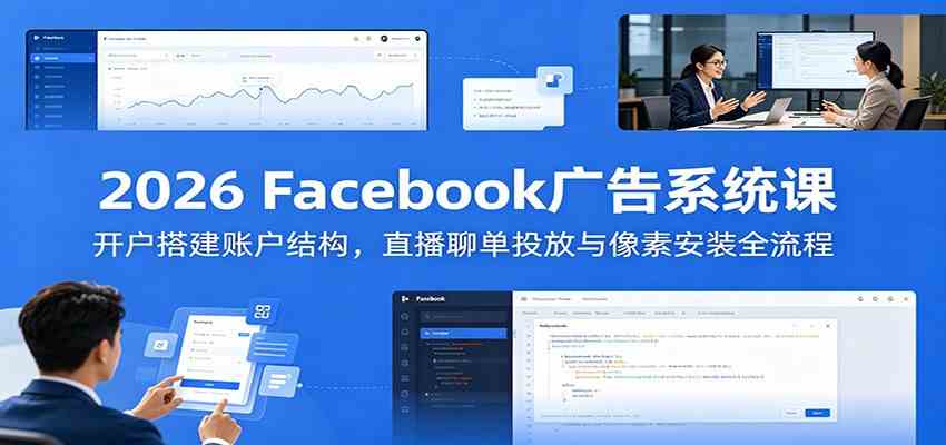 2026 Facebook广告系统课:开户搭建账户结构,直播聊单投放与像素安装全流程-小灰云创