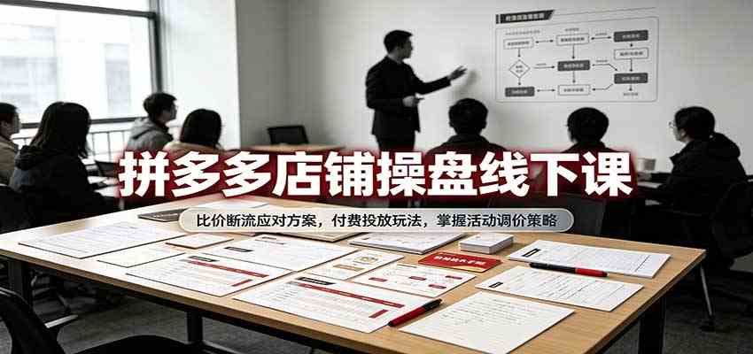 拼多多店铺操盘线下课：比价断流应对方案，付费投放玩法，掌握活动调价策略-小灰云创