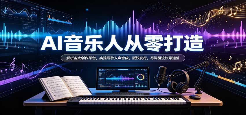 AI音乐人从零打造：解析各大创作平台，实操写歌人声合成，版权发行，写词引流账号运营-小灰云创