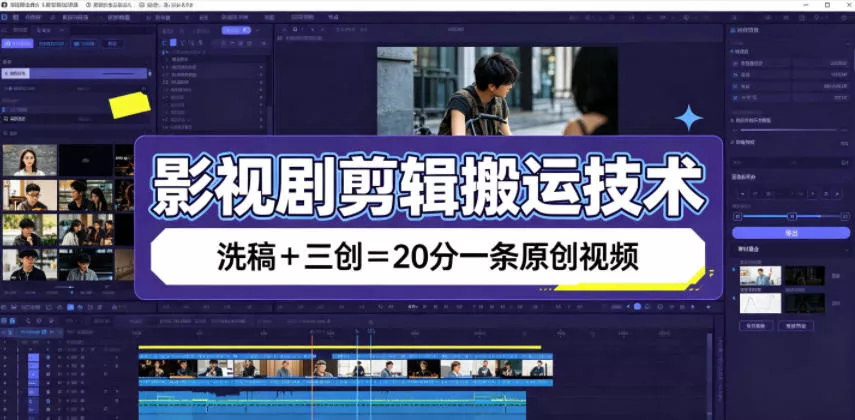 影视剧剪辑搬运技术,洗稿+三创=20分一条原创视频-小灰云创