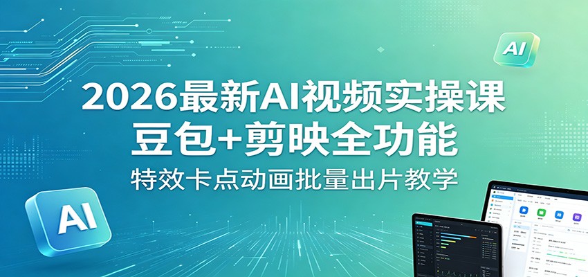 2026最新AI视频实操课:豆包+剪映全功能,特效卡点动画批量出片教学-小灰云创