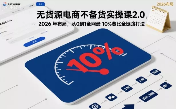 无货源电商不备货实操课2.0,2026年布局,从0到1全网最低10%费比全链路打法【更新261019】-小灰云创