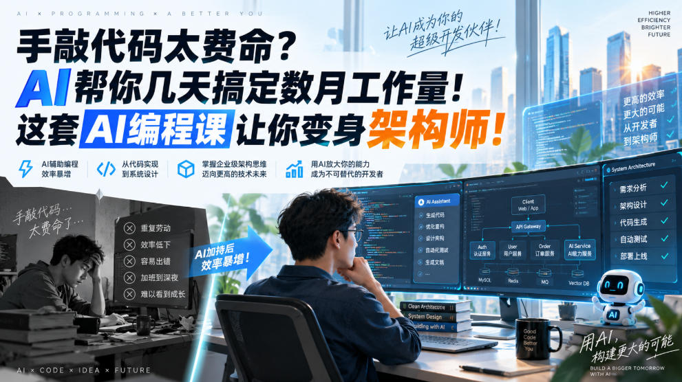 手敲代码太费命？AI帮你几天搞定数月工作量！这套AI编程课让你变身架构师！【原创双语字幕】-小灰云创