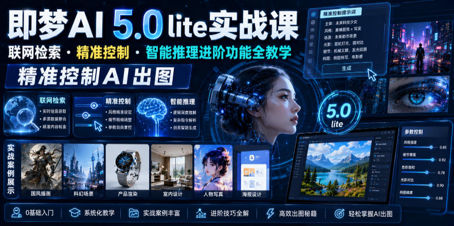 即梦AI 5.0 lite实战课,联网检索・精准控制・智能推理进阶功能全教学,精准控制AI出图-小灰云创