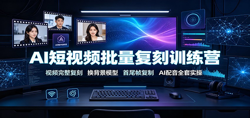AI短视频批量复刻训练营:视频完整复刻,换背景模型、首尾帧复制、AI配音全套实操-小灰云创