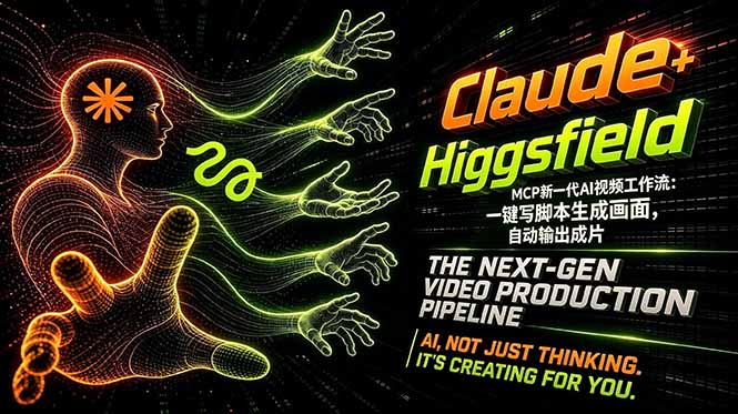 Claude+Higgsfield MCP新一代AI视频工作流：一键写脚本生成画面，自动输出成片-小灰云创