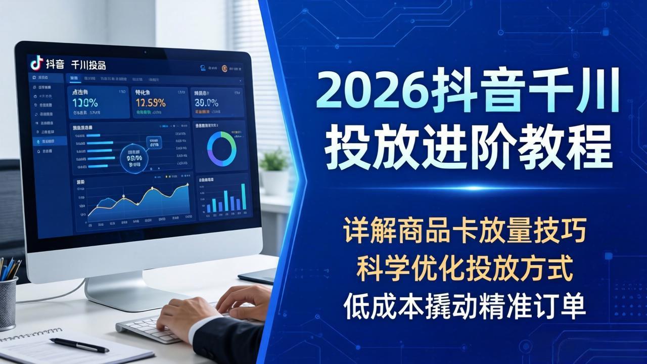 2026抖音千川投放进阶教程，详解商品卡放量技巧，科学优化投放方式，低成本撬动精准订单-小灰云创