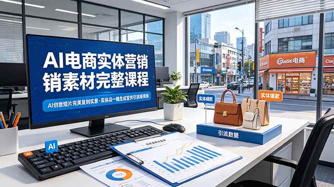 （19076期）AI电商实体营销素材完整课程，AI创意短片完美复刻实景，实体店一键生成宣传引流短视频-小灰云创