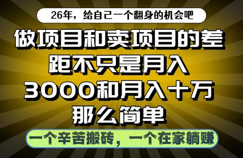 做项目和卖项目不只是月入3K和10W那么简单,一个努力搬砖,一个在家躺賺【揭秘】-小灰云创