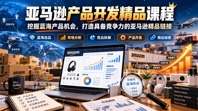 亚马逊产品开发精品课程，挖掘蓝海产品机会，打造具备竞争力的亚马逊精品链接-小灰云创