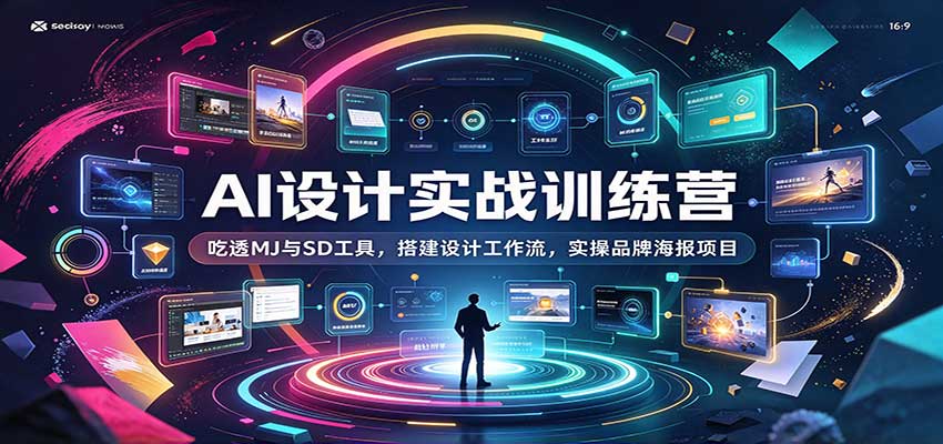 AI设计实战训练营:吃透MJ与SD工具,搭建设计工作流,实操品牌海报项目-小灰云创