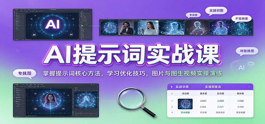 AI提示词实战课:掌握提示词核心方法,学习优化技巧,图片与图生视频实操演练-小灰云创