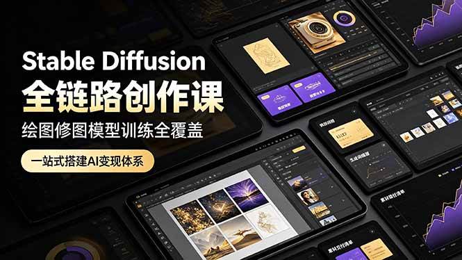 （19154期）Stable Diffusion全链路创作课，绘图修图模型训练全覆盖，一站式搭建AI变现体系-小灰云创