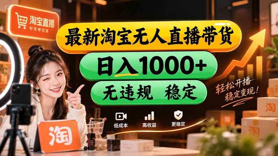（20453期）【新技术】淘宝无人直播，独家，日入2K+，无封号，可矩阵，长期稳定-小灰云创