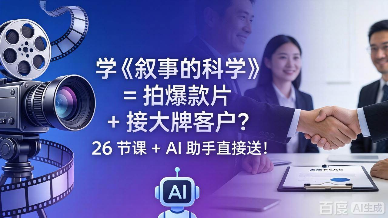 （18302期）学《叙事的科学》= 拍爆款片 + 接大牌客户？26 节课 + AI 助手直接送！-小灰云创