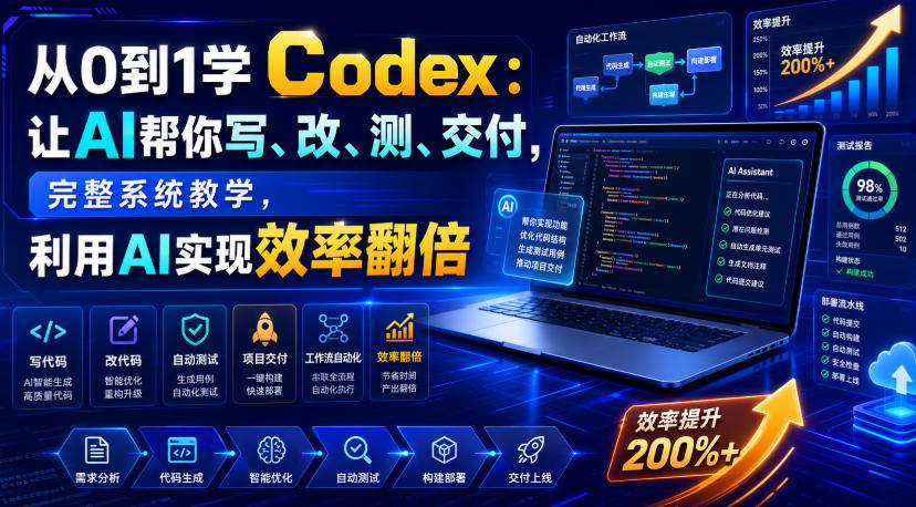 从0到1学Codex：让AI帮你写、改、测、交付，完整系统教学，利用AI实现效率翻倍（更新0918）-小灰云创