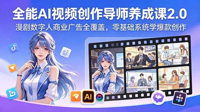 (18505期)全能AI视频创作导师养成课2.0,漫剧数字人商业广告全覆盖,零基础系统学爆款创作-小灰云创