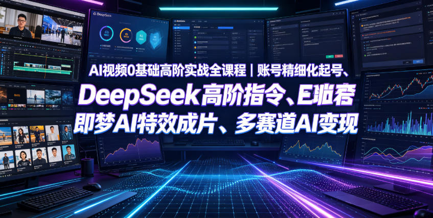 AI视频0基础高阶实战全课程｜账号精细化起号、DeepSeek高阶指令、即梦AI特效成片、多赛道AI短视频量产变现-小灰云创
