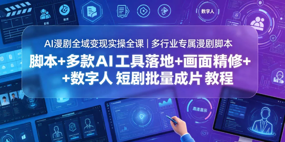 AI漫剧全域变现实操全课｜多行业专属漫剧脚本+多款AI工具落地+画面精修+数字人短剧批量成片全教程-小灰云创