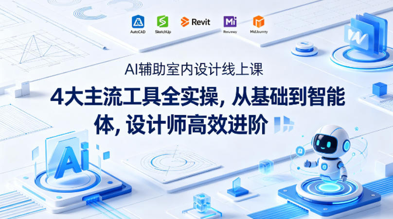 AI辅助室内设计线上课｜4大主流工具全实操，从基础到智能体，设计师高效进阶-小灰云创