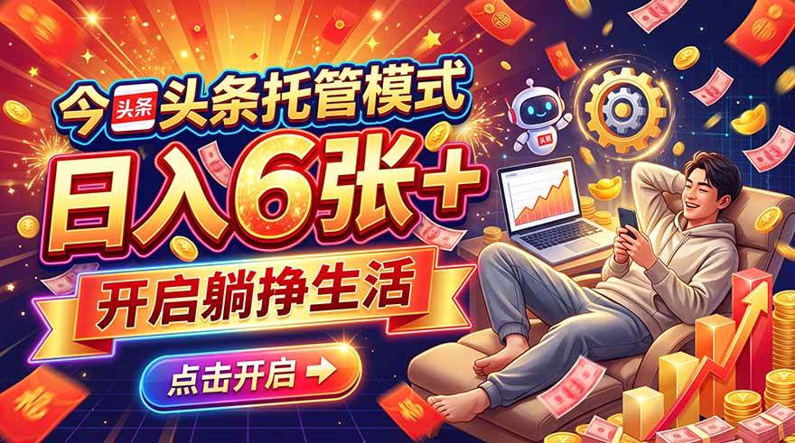 （21083期）今日头条AI托管模式，每天5分钟，最高月入5000+，操作超简单，零门槛