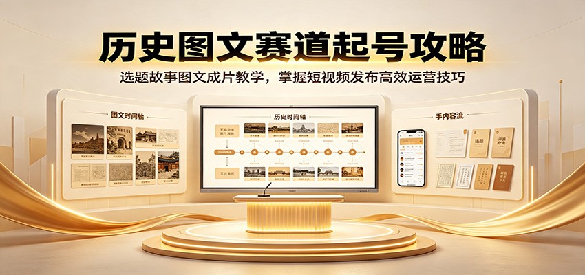 历史图文赛道起号攻略：选题故事图文成片教学，掌握短视频发布高效运营技巧-小灰云创
