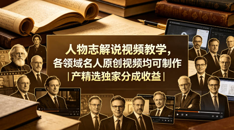 人物志解说视频教学，各领域名人原创视频均可制作丨精选独家分成收益(更新0430)-小灰云创