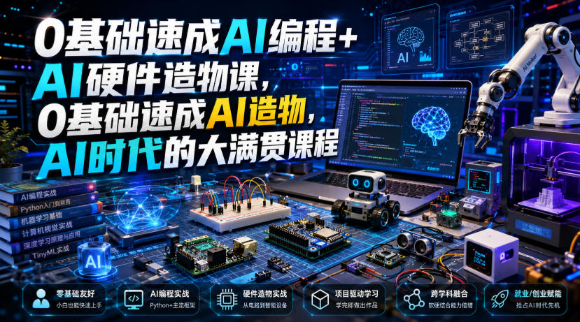 0基础速成AI编程+AI硬件造物课,0基础速成AI造物,AI时代的大满贯课程 0基础速成AI编程+AI硬件造物课,0基础速成AI造物,AI时代的大满贯课程