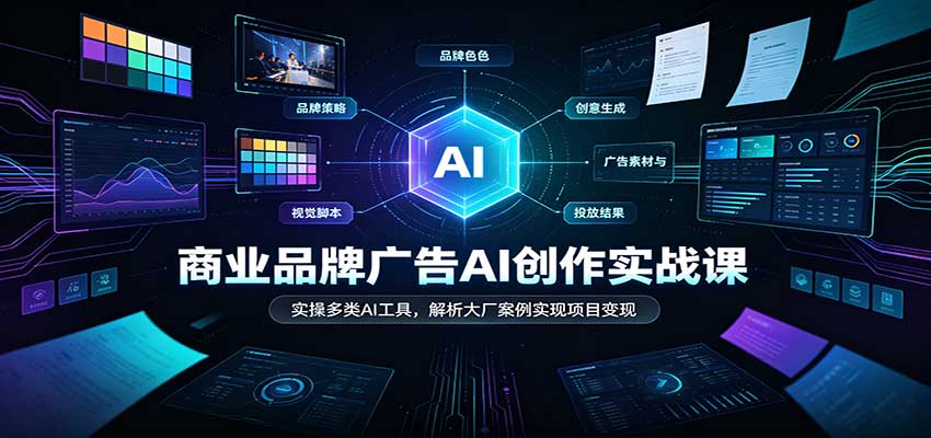 商业品牌广告AI创作实战课：实操多类AI工具，解析大厂案例实现项目变现-小灰云创